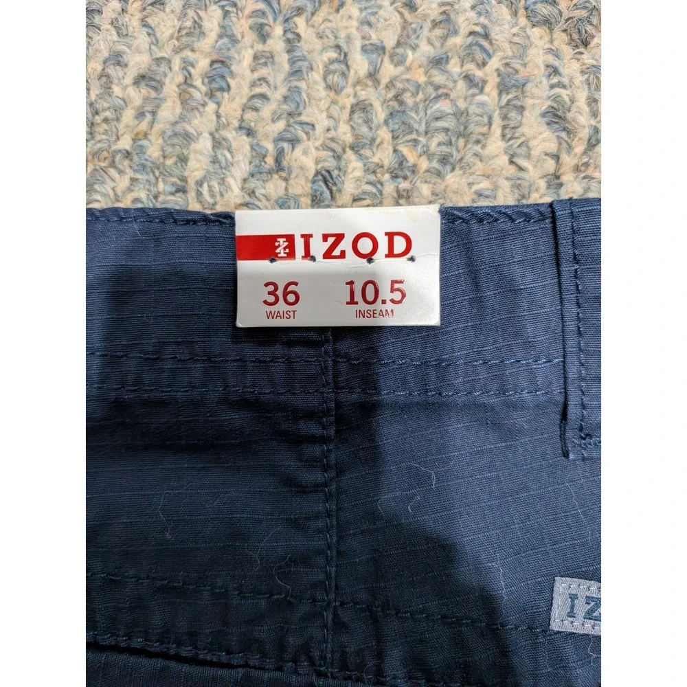 IZOD Mens Saltwater Ripstop Cargo Shorts Midnight Navy Blue 36 45SH074470